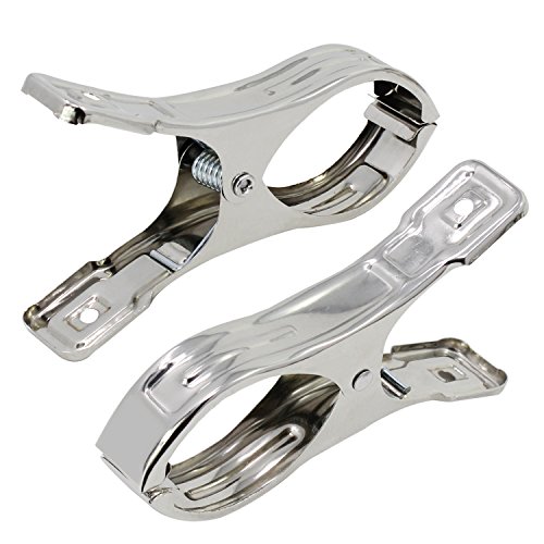 KEESIN 6 Stück Edelstahl Strand Handtuch Clips Große hängende Stöpsel Windbeständig für schwere Kleidung (Tippe B) - 3