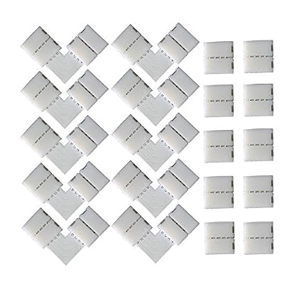 KINYOOO 10 PCS en Forme de L Raccord d'angle de Raccord Rapide LED 4 Pin, 10 PCS 4 Pin LED Bande de Connecteur, pour les Strip LED SMD 5050 RGB de 10mm de large (Blanc)
