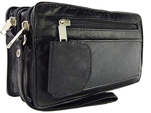 Bag Street - Bolso de asas de cuero para hombre, color negro, talla 12 X 20