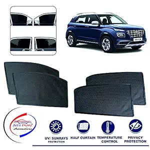 Auto Pearl Z Black Window Plug-in Half Sun Shades Car Curtain for - Venue - Set of 4 Pcs