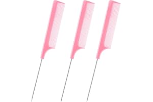 DAZISEN 3 Stück Haarkamm - Antistatischer Schwanzkamm Feinzahnkamm Salon Friseur Haarschneidekamm mit Edelstahlgriff für Frauen und Männer