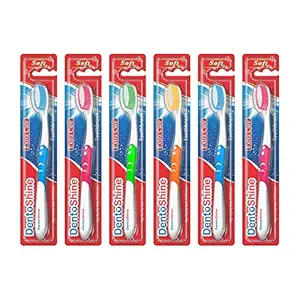 DentoShine Extra Care Soft Toothbrush - (Pink, Green, Blue, Orange, Pack of 6 Designs)