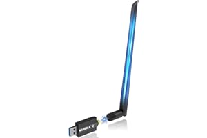 Maxesla Adaptador AC 1200Mbps USB WiFi Receptor Dual Band 2.4G/5GHz, Antena para PC Desktop Laptop Tablet, Soporta Windows XP/Vista/7/8/10, Linux, Mac OS X (USB 5dBi)