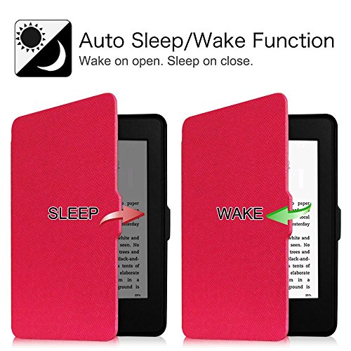 Fintie Kindle Paperwhite Hülle – Die dünnste und leichteste Smartshell Case Schutzhülle Tasche mit auto Sleep / Wake für den neuen Kindle Paperwhite 2016 (mit 300 ppi-Display, 6 Zoll, und integrierter Beleuchtung) und alle Modelle von 2012, 2013, 2014, 2015, Magenta - 4