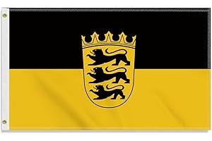PETITE PINE Große 90×150 CM Baden-Württemberg Flagge,großes 150D Deutsche Bundesland Freundschafts banner, Deutschlandfahne Doube-Seitendruck Dekor Messingösen large Baden Württemberg
