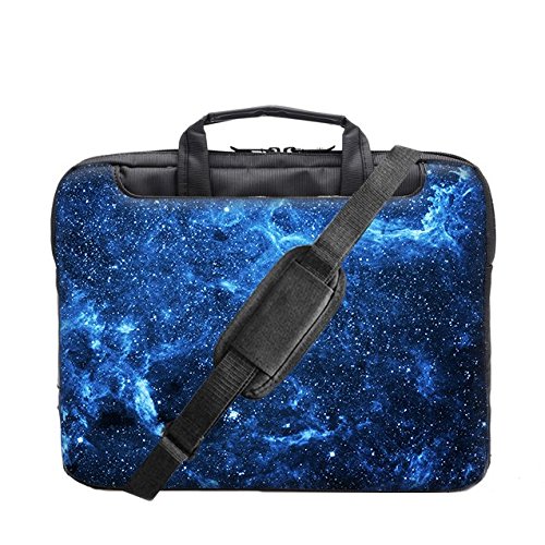 TaylorHe Laptoptasche / Notebooktasche, mit Seitentaschen und abnehmbarem Riemen, strapazierfähig, aus Nylon blau Universum