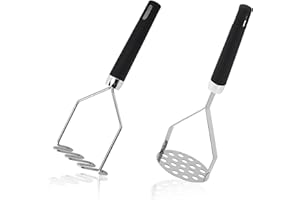 YEQQZQ 2Pcs Potato Masher, Premium Stainless Steel Mashed Potato Masher Kitchen Tool with Silicone Handle, Kitchen Tool for Avocado Vegetable Sauce Butter Pumpkin Puree Bean, Dishwasher Safe