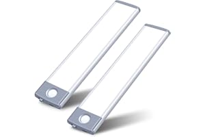 MOSTON Motion Sensor Under Cabinet Lights, 30-LED Closet Cupboard Lighting, Wireless USB Rechargeable Wardrobe Night Light, Wireless Magnetic Battery Powered Lights for Kitchen Counter, 2 Pack