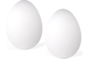 Worown 2 Pezzi Uova di Polistirolo, 20cm Altezza Bianca Uova di Plastica, Craft Uova di Pasqua per DIY Decorazioni