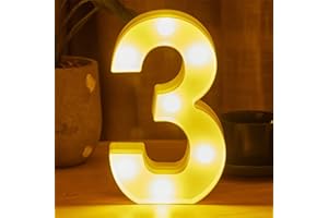 FUNLOV LED Alphabet And Numbers Light Sign Decorations, Lamp for Home Birthday Party Event, Night Lights, Battery Powered Letters And Numbers With Four Hour Timer (3)