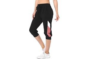 Marvmys Pantaloni 3/4 da Donna in Cotone Sportivi Donna Estivi Pantaloni Casual Yoga Fitness Larghi Trekking Running Donna Pantaloni S-XXL