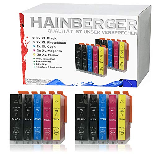 10x Hainberger XXL Patronen kompatibel zu Canon PGI-570 XL + CLI-571 XL für Canon PIXMA MG7700 MG7750 MG5750 MG5751 MG5752 MG5753 MG6850 MG6851 MG6852 MG6853 MG7751
