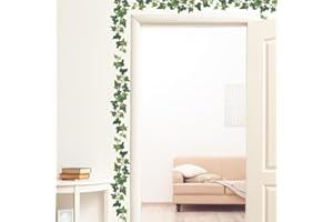 HGDESIGN® Wandtattoo Wandaufkleber Grüne Blätter Pflanzen Blume Ranke Efeu Rebe Wandsticker Wanddeko für Wohnzimmer Schlafzimmer Flur Küche Leiste (A)