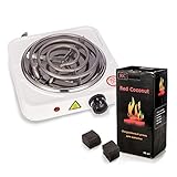 DXP Heat Up Elektrischer Kohleanzünder für Shisha Kohle und 96 Würfel/Packung Kokoskohle Naturkohle Schwarz