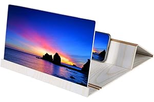 Sutinna Amplificateur d'écran agrandisseur d'écran HD léger, loupe d'écran de téléphone en Bois TPU +, pour intérieur pour Smartphones extérieur(White Wood Grain)