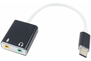 H&D HYALINE&DORA D&H 7.1 External Type C USB Sound Card for Macbook Pro Air, USB C to 3.5mm Audio Jack Headphone Mic Sound Adapter for PC, Smartphone