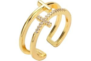 Genérico Gilieyer Anillo de Cruz, Anillos Cruz Abierto Ajustable Religioso Inspiración Anillos Jesús Versos Bíblicos Joyeria Para Mujer Hombre