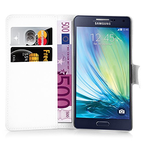 Cadorabo – Book Style Hülle für Samsung Galaxy A5 (5) (A500 – Modell 2015) – Case Cover Schutzhülle Etui Tasche mit Standfunktion und Kartenfach in ARKTIS-WEIß - 3