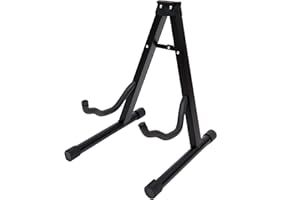 Straame Universal Guitar Stand - A-frame Guitar Holder, Sturdy, Portable & Foldable Floor Stand For All Guitars - Electric & Travel Guitar Fit Stand - Non-Slip Feet - Black