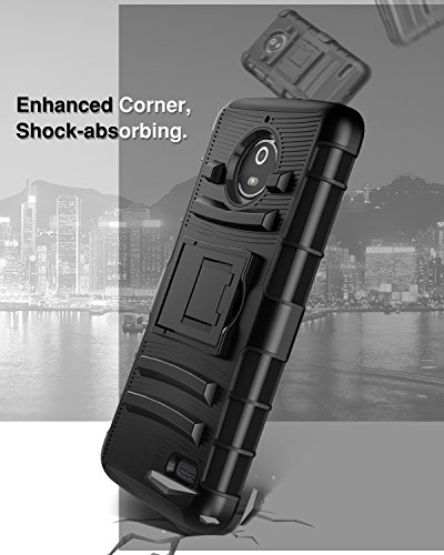 MoKo Moto E4 HÃ¼lle - [Heavy Duty Serie] Outdoor Dual Layer Armor Case Handy SchutzhÃ¼lle Schale mit GÃ¼rtelclip und Standfunktion fÃ¼r Motorola Moto E4 (2017) Smartphone, Schwarz