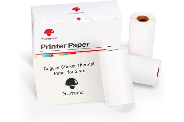 Phomemo Papier D'impression M02/P2S/M02pro/M02S/M03/M03AS/M04S/M04AS Mini Autocollant Papier D'impression, Blanc pour Autocollant, 3 Rouleaux