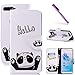 Produktbild COTDINFOR Huawei Honor 7A Hülle für Lederhülle Hülle süß Schutzhülle PU Leder Flip Case Protective Cover Tasche Schale mit Magnet Standfunktion Etui für Huawei Y6 2018 Hello Panda BF.
