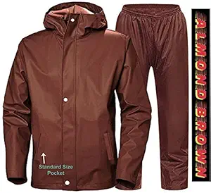 Men's zoom regular Raincoat for men waterproof for Bike-Reversible Double layer with hood packed in a storage Bag (XX-Large, Almond Brown)