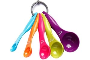KEQAR 5 PCS Set Cucchiai Dosatori, Diverse Capacità, Misurini per Cucina e Pasticceria, Strumenti per Misurare Liquidi e Polveri (Colorati)