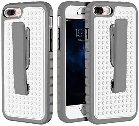 iPhone 7 Plus Case,[Shockproof] Belt clip Holster, Heavy Duty Drop Proof Cover with Kickstand Tough Rugged Hybrid Hard Shell Case w/ Tempered Glass Screen Protector for Apple iPhone 7 Plus 5.5 inch (White)