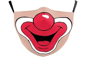 Youning 3D Mundschutz Multifunktionstuch Damen Herren Clown Ugly Lustig Lippen 3D Mund und Nasenschutz Waschbar Wiederverwendbar Mundschutz mit Motiv Weihnachten