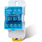 Innfeeltech 1Pcs Terminal Block Distribution Box 80A 1 In 6 Out, Din Rail Terminal Blocks Distribution Box Blue Shell