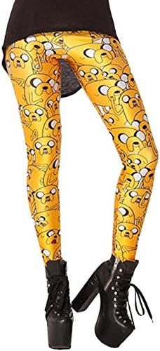 HG Hot New Women Pants Punk Stretchy Adventure Time Jake Cartoon Leggings Galaxy Fitness Coloured Trousers Yellow