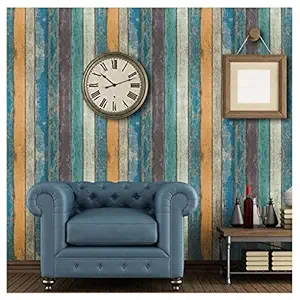 Jaamso Royals Simulation Retro Striped Peel and Stick Self Adhesive Wallpaper, Wall Sticker,Wall Poster, Wallpaper for Bedroom,Hall,Living Room,Corridor,Kids Room,Celling (1000 cm X 45 cm )