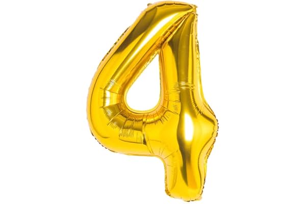 Ballon chiffre doré 110 cm géant en mylar Idéal pour fête Adapté à l'hélium Numéro 4