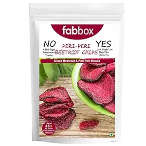 Fab box Beetroot Chips with Peri-Peri | High Protein and Fiber Rich | Gluten Free | Crispy Healthy Evening Snacks, (85 Grams)