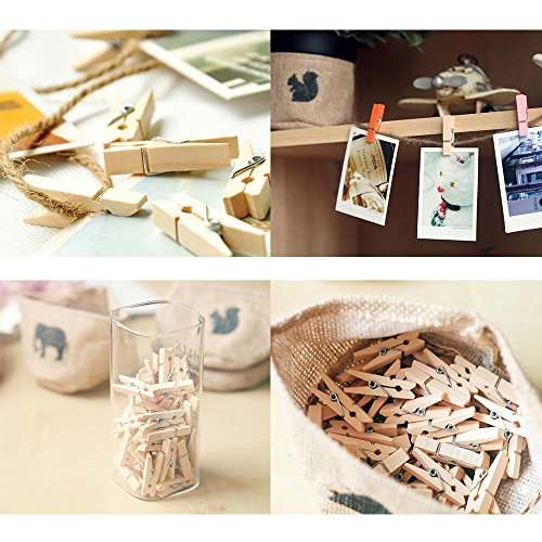 Natürliche Wäscheklammer, Aodoor Mini Holzklammern Deko Klammern Wäscheklammern Clips Fotopapier Peg(100 Stück) - 4