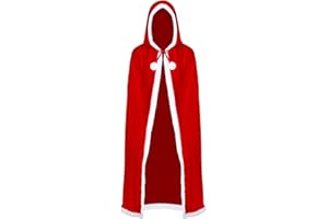 KATELUO Santa Claus Umhang mit Kapuze, Rotes Cape Weihnachtsman, Kapuzenumhang Rot, Weihnachtsmantel mit Kapuze, Umhang Rot Samt, Weihnachtskostüm für Kinder, Jugendliche und Erwachsene (120 CM)