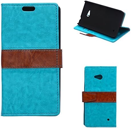 Microsoft Lumia 640 Flip Wallet Case, Premium Genuine Quality Double Color Design Flip Leather Wallet Case with 2 Card Slots and Convenient Stand Function for Microsoft/Nokia Lumia 640 - Blue
