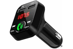 NK Transmetteur FM Bluetooth - Mains Libres, pour Voiture et Camion, Bluetooth Lecteur de Musique V5.0 + EDR, Adaptateur Radio Récepteur FM, Double Port USB 2,1A, Chargement Rapide. 2102, One Size