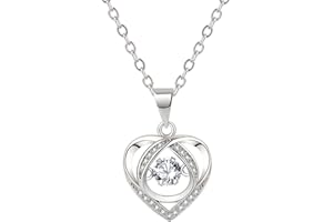 luoluoluo Damen Für Sie Halsketten 925 Sterling Silber Geburtsstein Halskette für Damen Schmuck Herz Anhänger Kette Valentinstag Geburtstag Weihnachts Frau Freundin Mädchen