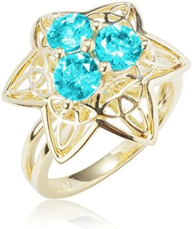 Shipton and Co Ladies Shipton and Co Exclusive 9ct Yellow Gold and Three 5mm Round Apatite Celtic Ring RYG049AP K