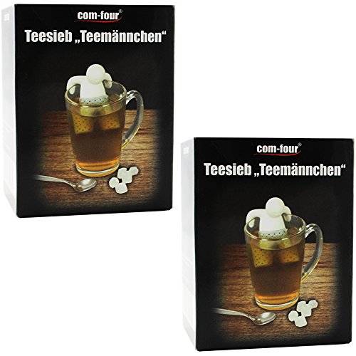 COM-FOUR® 2x Tee Ei Sieb Teeei Teesieb für Teeliebhaber (Mr. Tea pink/rot/grau – 2 Stück) - 5