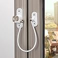 HASTHIP® Child Safety Window Lock Chain Door Latch with Key Window Limiter Home Security Lock for Window, Door, Drawer