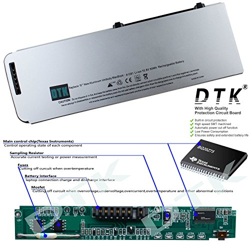 Dtk® Ultra Hochleistung Notebook Laptop Batterie Li-ion Akku für Apple A1281 A1286 Macbook Pro 15″ Unibody (2008 Version) – 12 Months Warranty [Li-ion 6-cell 4700mAh] - 2