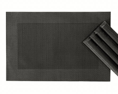 Elegante Platzsets im 4er-Set aus gewebtem Kunststoff - abwaschbare Tischsets / Platzmatten 45 x 30 cm (braun)