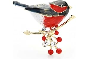 PINICECORE Zonster Broche Oiseau Épingles Qualité Ainmal Broches Nouvel an Designer Bijoux Cadeau Pyrrhaula Pyrrhula