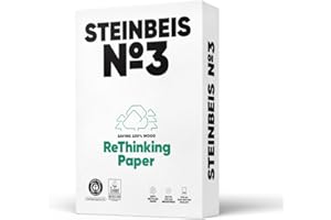 ‎STEINBEIS Steinbeis No. 3 Druckerpapier – DIN A4 Recycling-Papier 80 g/m², Weiß & Chlorfrei, 2500 (5 x 500) Blatt hochwertiges Kopierpapier ISO 90 / CIE 110
