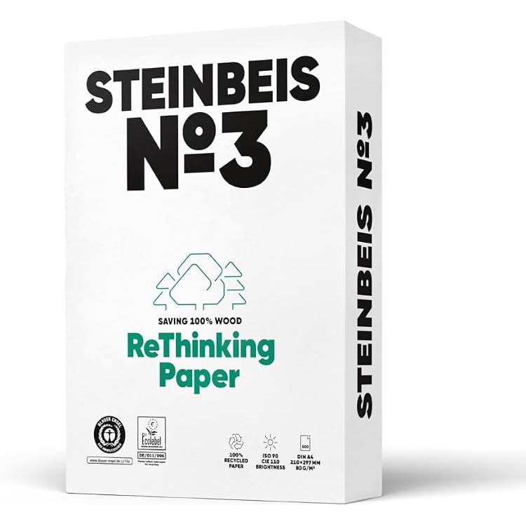 Recyclingpapier Steinbeis №4, DIN A4, 80 G/m², Naturweiß, 5 X 500 Blatt
