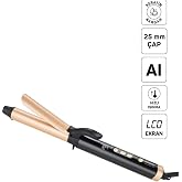 Arzum AR5186 Volume Pro Seramik Plakalı Sa&ccedil; Maşası, 25 mm, Kalın Bukle, Keratin ve Argan Yağlı, Siyah