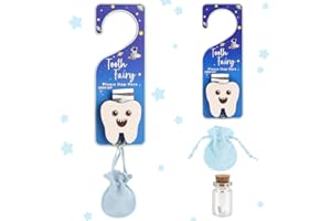 FIDWALL Tooth Fairy Door Hanger,3Piece Set with Tooth Holder and Velvet Bag,Keepsake Bottle for Lost Teeth,Encouraging Gift for Boys and Girls (Astronaut)
